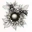 olive and bees  tattoo design idea