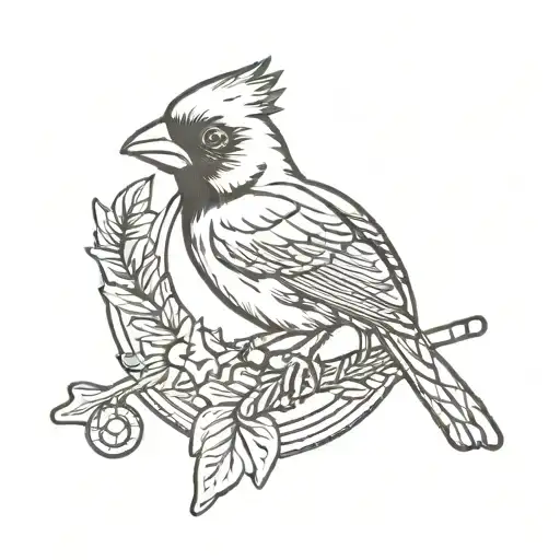 A baby cardinal inside a marine corps emblem tattoo design idea