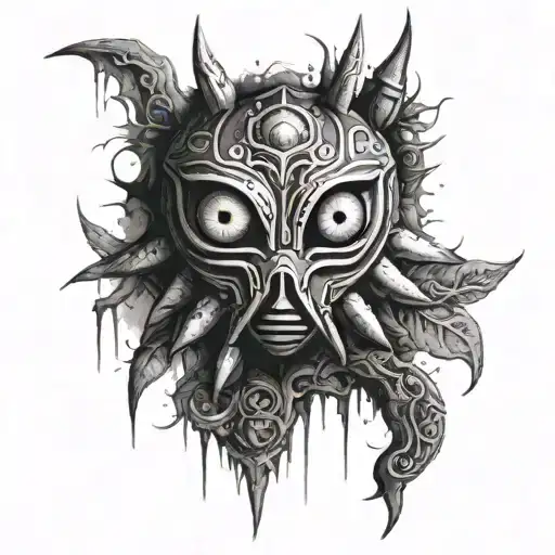 majora mask deep tattoo design idea