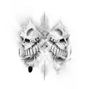 abstract brush storke and paind splater, with negative voids,  full hand sleeve  tattoo design idea