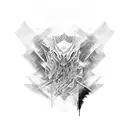 abstract brush storke and paind splater, with negative voids,  full hand sleeve  tattoo design idea