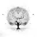 A tree of life with branches representing each son, and their names incorporated into the roots tattoo design idea