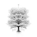 A tree of life with branches representing each son, and their names incorporated into the roots tattoo design idea