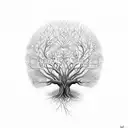 A tree of life with branches representing each son, and their names incorporated into the roots tattoo design idea