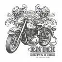 A tattoo design featuring vintage motorcycles intertwined with the names 'Ben & Ethan' in a sleek and modern font tattoo design idea