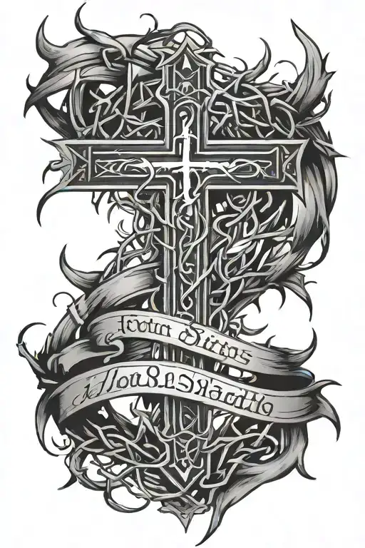 John 3:16 in cursive with a crown of thorns on top of the J tattoo design idea