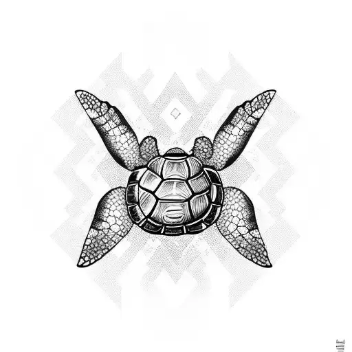 TURTLE WITH ASTEZ MOTIVES tattoo design idea