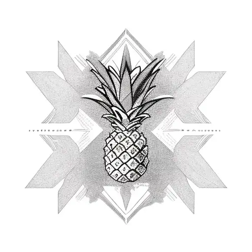 Minimalistic finelinestyle Pineapple tattoo design idea