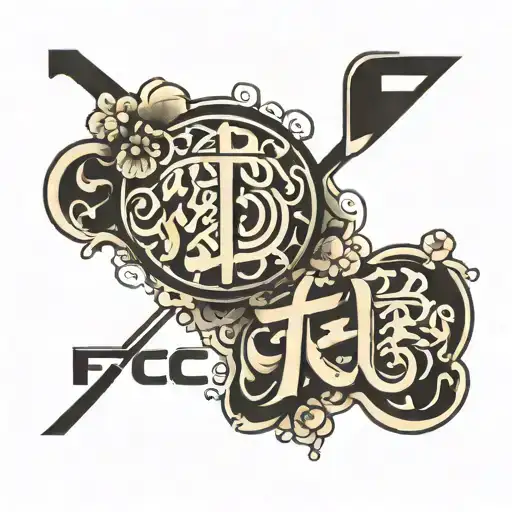 3 letters F C L  translated to japanese signs and combined in one small tatoo with a small heart in the middle tattoo design idea