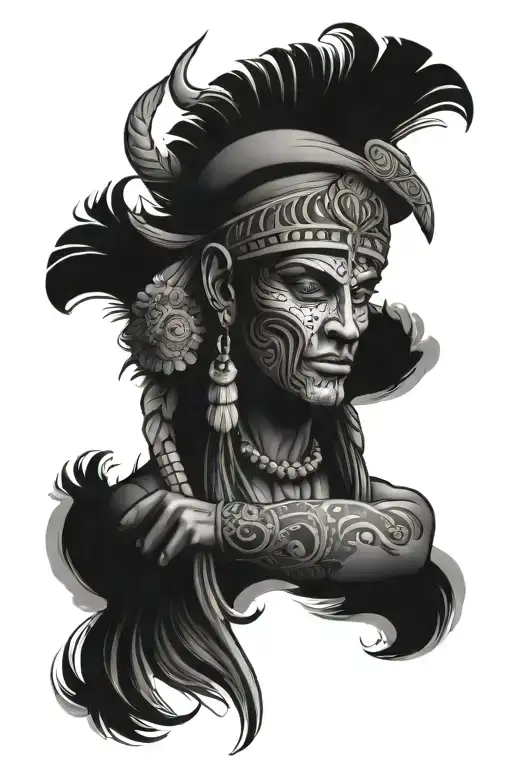 Indian and Mexican Culture arm sleeve tattoo design idea
