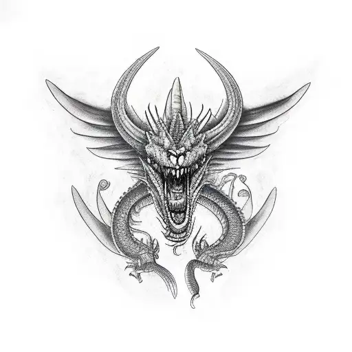 dragón alas demonio  tattoo design idea