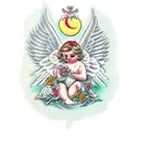 two angels tattoo design idea