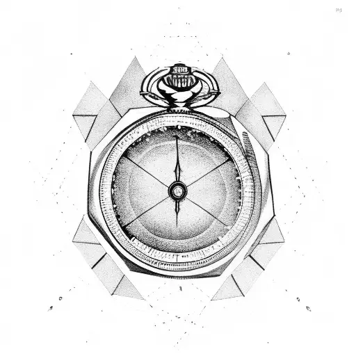 A celestial balance scale with a constellation of Libra and a pocket watch displaying 3:00 tattoo design idea