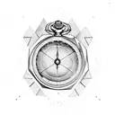 A celestial balance scale with a constellation of Libra and a pocket watch displaying 3:00 tattoo design idea