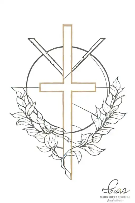 cross with name written tattoo design idea