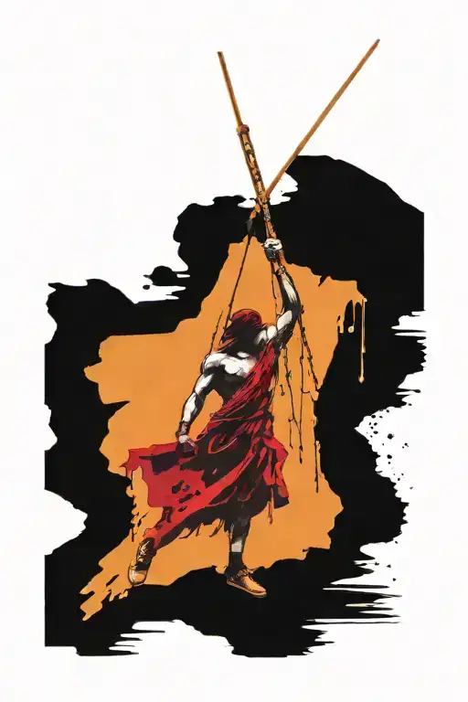 justice blindfolded holding scales intertwined tattoo design idea