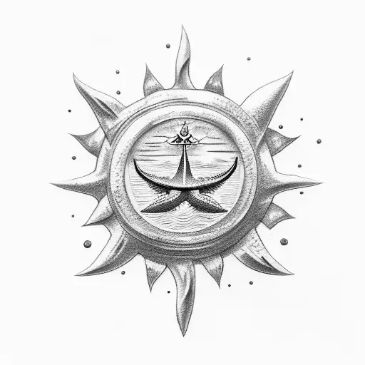 Bahamas, sun, beach, trident, warrior, tattoo  tattoo design idea