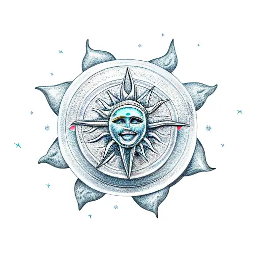 Bahamas, sun, beach, trident, warrior,   tattoo design idea