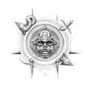 Bahamas, sun, beach, trident, warrior, tattoo  tattoo design idea