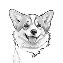 corgi ears outline without the head with color spots in the background that do not conform to the outline tattoo design idea