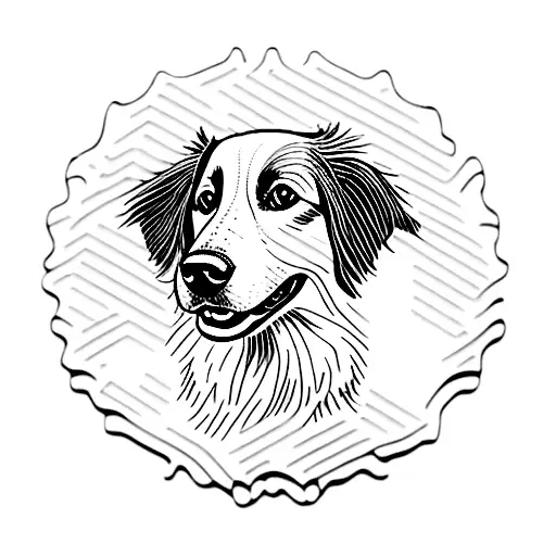 Border collie cathing a frisbee tattoo design idea