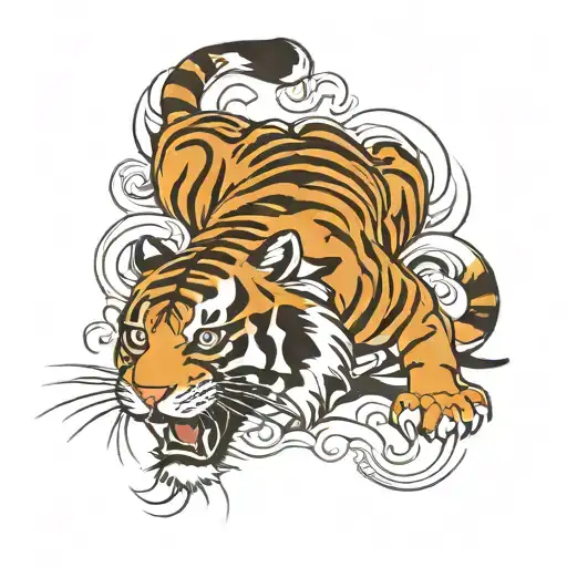 Japanese style tiger tattoo design idea