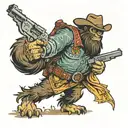 Cowboy Bigfoot with gun tattoo design idea