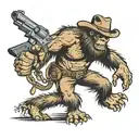 Cowboy Bigfoot with gun tattoo design idea