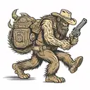 Cowboy Bigfoot with gun tattoo design idea