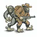 Cowboy Bigfoot with gun tattoo design idea