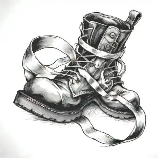 cancer ribbon wrapped around a Dr marten boot  tattoo design idea