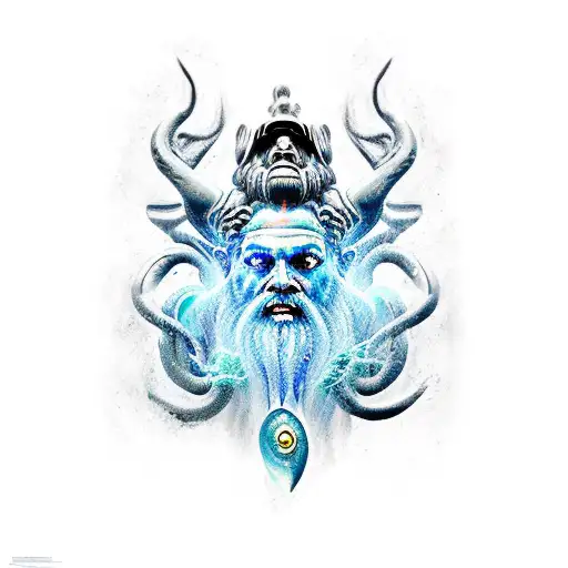 poseidon thunder storm tattoo design idea