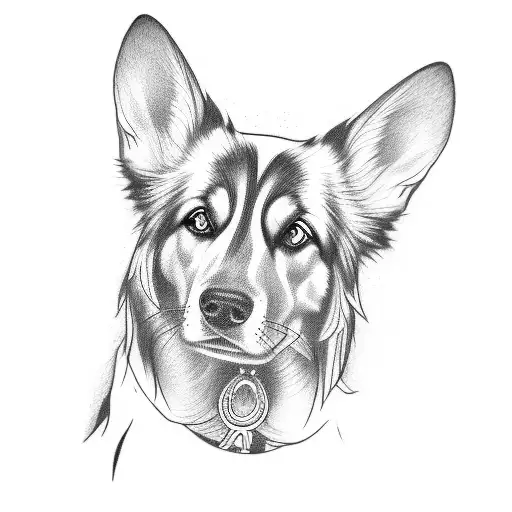  pastor collie from the side tattoo design idea