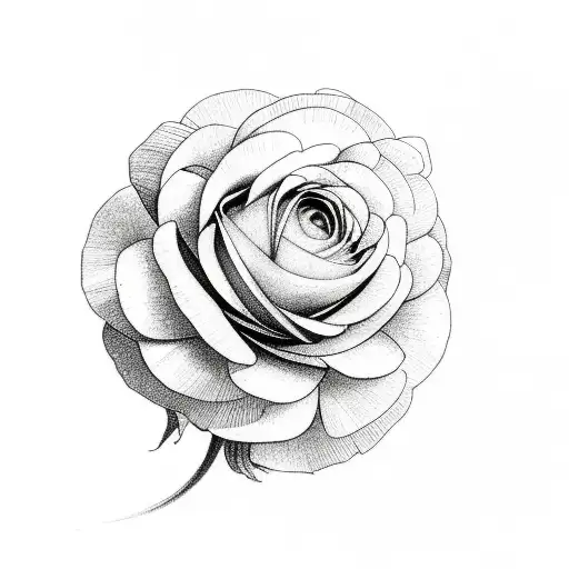 abstract ranunculus rose tattoo design idea