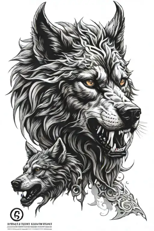 Fenrir and Tyr tattoo design idea