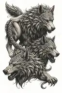 Fenrir and Tyr tattoo design idea