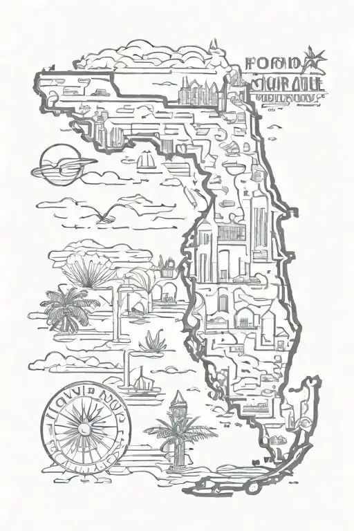 Florida state outline tattoo design idea