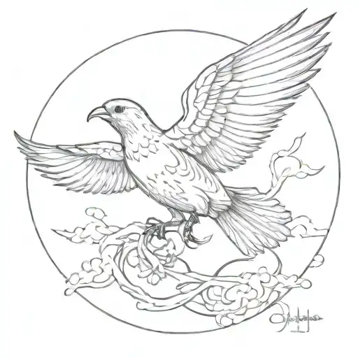 flying bird carrying wring "only the strong survive" tattoo design idea