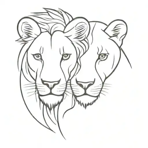 lion and lioness tattoo design idea