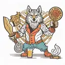 bartender thor hammer wolf  tattoo design idea