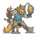 bartender thor hammer wolf  tattoo design idea