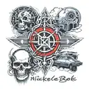 a combination of actual nickelback album covers. specifically The Long Road, Silver Side Up, The State.  tattoo design idea