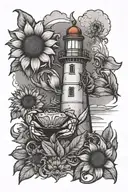 sunflower crab lighthouse overlooking tattoo design idea