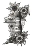 sunflower crab lighthouse overlooking tattoo design idea