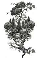 gothic dark forest tattoo design idea