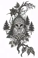 gothic dark forest tattoo design idea