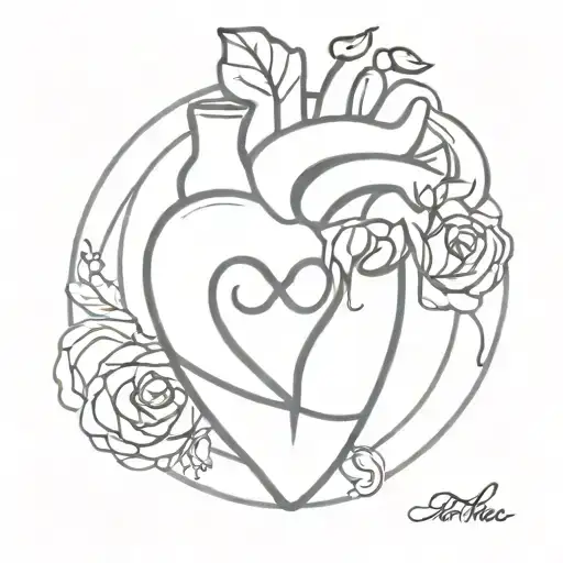 female gender symbol and anatomical heart  tattoo design idea