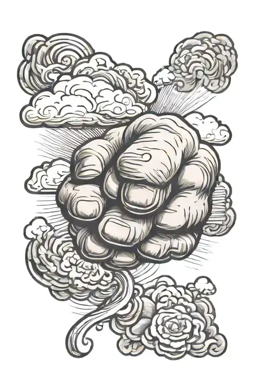 cloud with fist bump tattoo design idea