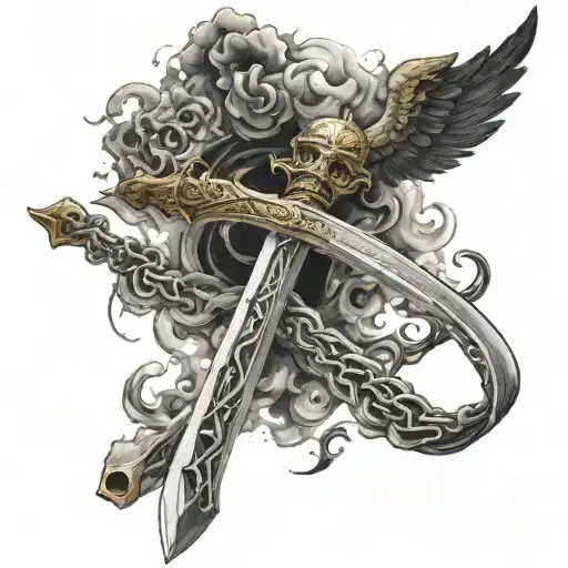 narsil sword and smoke coming tattoo design idea