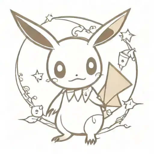 mimikyu and luxoball tattoo design idea